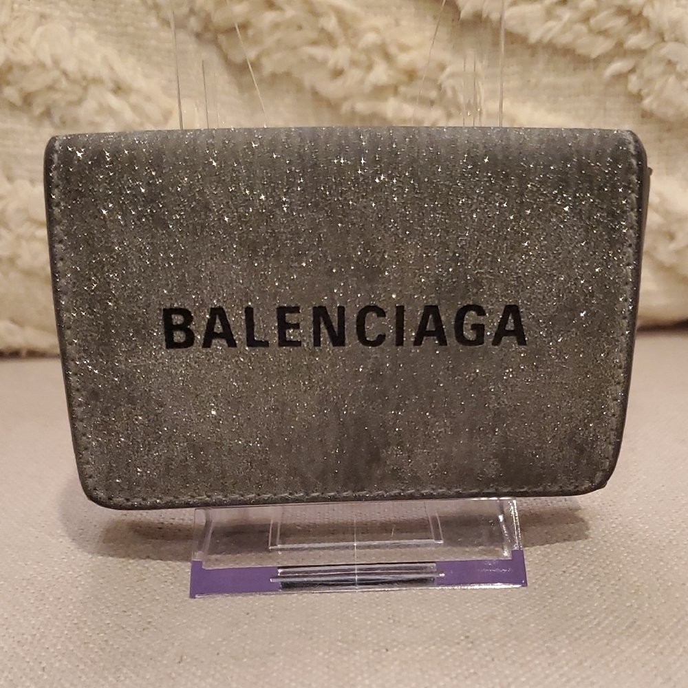 Balenciaga Everyday Mini Wallet in glitter calfskin